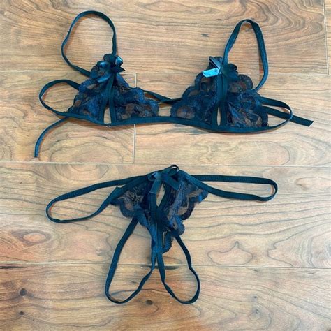 Intimates Sleepwear Nwot Black Lace Two Piece Lingerie Set Poshmark