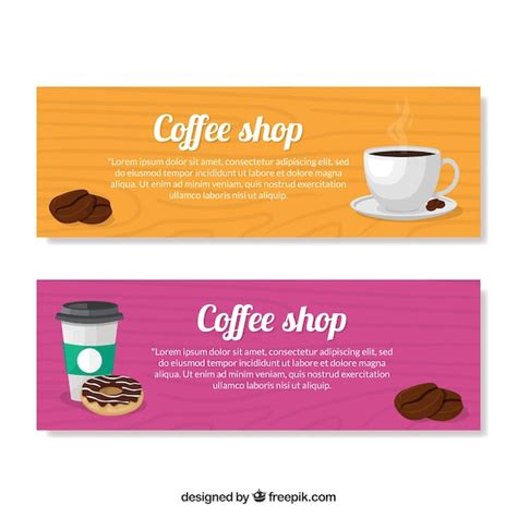 Free Vector | Colored cafe banners