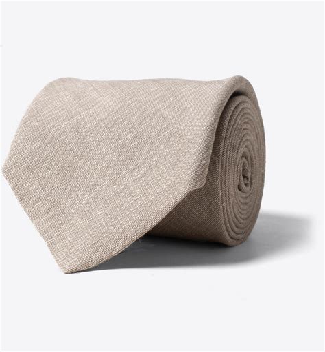 Beige Solid Linen Tie By Proper Cloth