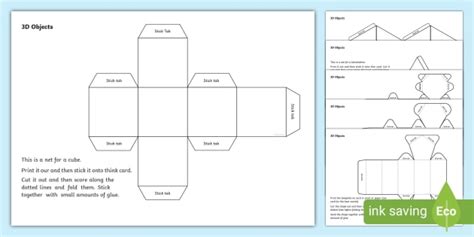 D Shape Nets Ks Primary Resource Teacher Made Worksheets Library