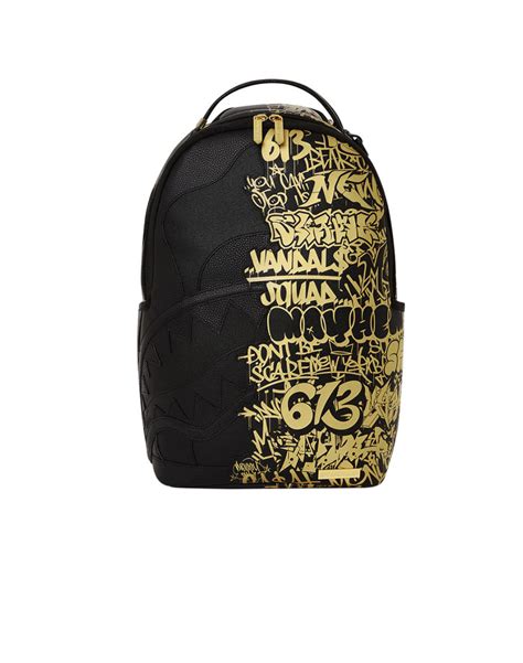 Sprayground Backpack Half Graff Gold Dlxsv Black And Gold 910b54