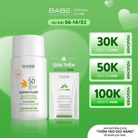 Kem chống nắng BABE Super Fluid Mattifying sunscreen SPF phổ rộng kiểm soát dầu ml Lazada vn