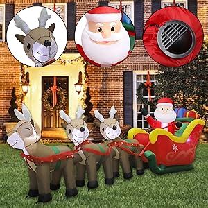 Amazon MorTime 9 5 FT Christmas Inflatable Santa Claus On Sleigh