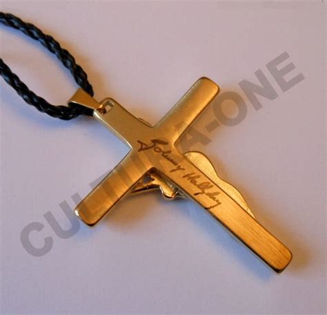 Pendentif Croix Johnny Hallyday Or L Original Guitare Signature