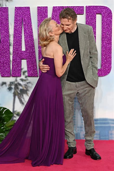 Pamela Anderson Liam Neeson Share Sweet Red Carpet Moment At The Naked Gun Premiere