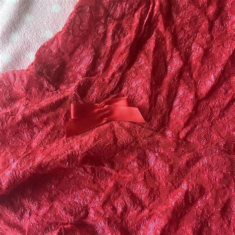 Red Lace Babydoll Lingerie Dress With Bow Detailing Depop