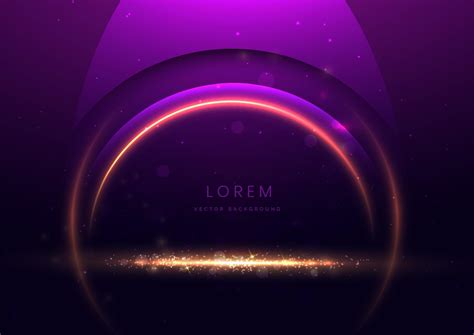 Luxury Dark Purple Background With Circle Glowing Purple And Golden