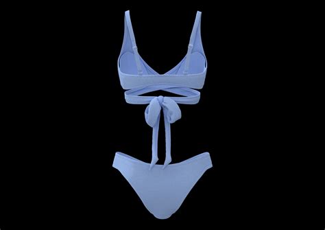 Blue Knitted Criss Cross Bikini Set Free VR AR Low Poly 3D Model CGTrader