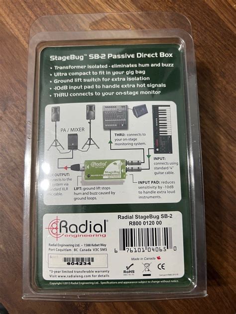 Radial Engineering Stagebug Sb 2 Compact Passive Di For Bass Acoustic