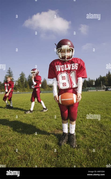 group  young football players stock photo alamy