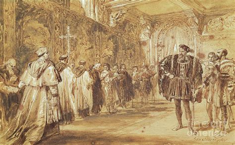 Henry Viii And Cardinal Thomas Wolsey, 1861 Drawing by John Gilbert ...