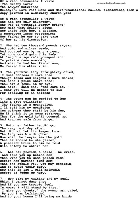 Old English Song Lyrics For Of A Rich Counsellor I Write With PDF