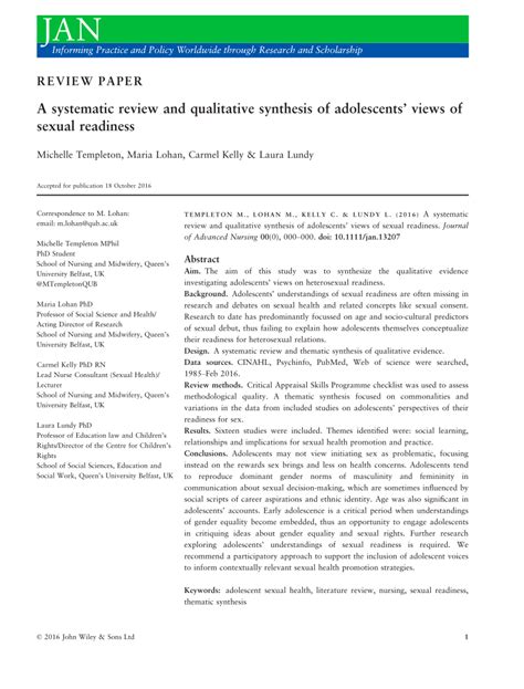 Pdf A Systematic Review And Qualitative Synthesis Of Adolescents