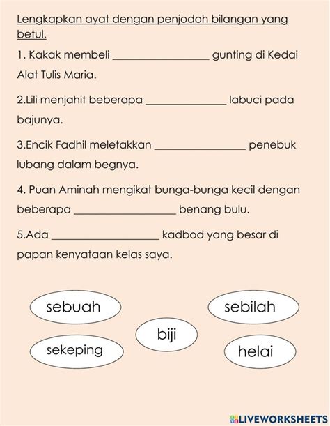 Bina Ayat Penjodoh Bilangan Biji Penjodoh Bilangan Pe