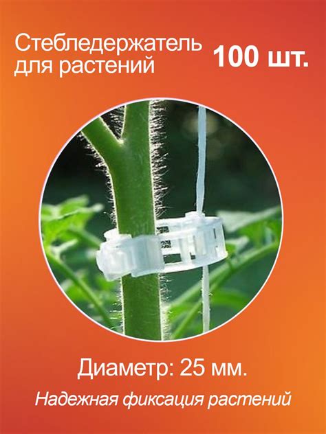 Стебледержатель клипса для томатов помидор и растений, пластик, 100 шт ...