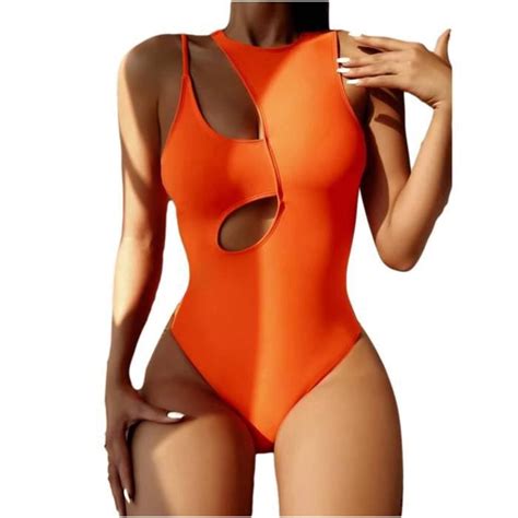 Maillots de bain pièce Femmes Sexy Bikini Solide Maillot De Bain Une Pièce Creux Beachwear