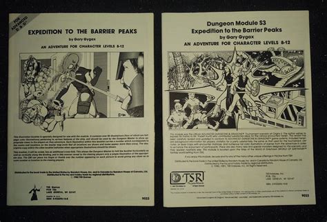 Dungeons Dragons Module S3 Expedition To The Barrier Peak TSR 9033