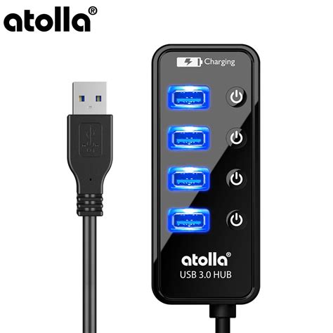 Atolla Usb 3 0 Hub With Power Adapter 4 1 Data Transfer And Charging Multiport High Speed