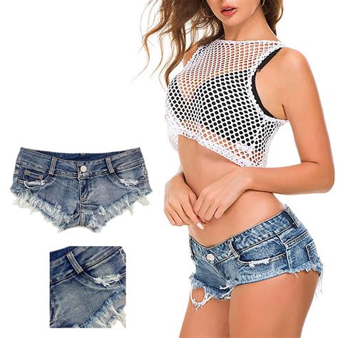 Womens Low Rise Mini Denim Shorts Hot Pants Ripped Raw Hem Cheeky Jeans Shorts Ebay