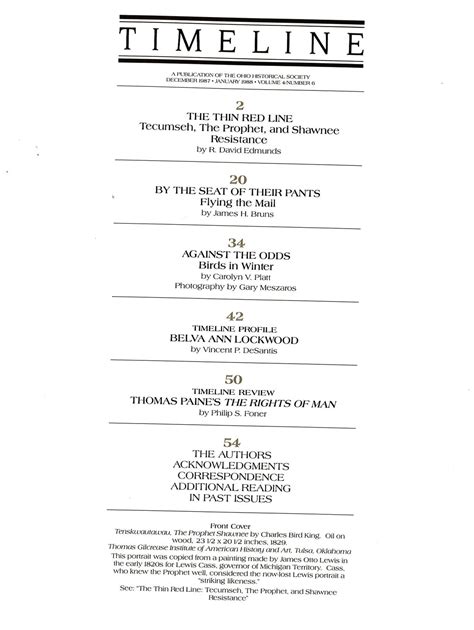 1987 Dec/Jan Timeline Magazine | Ohio History Store