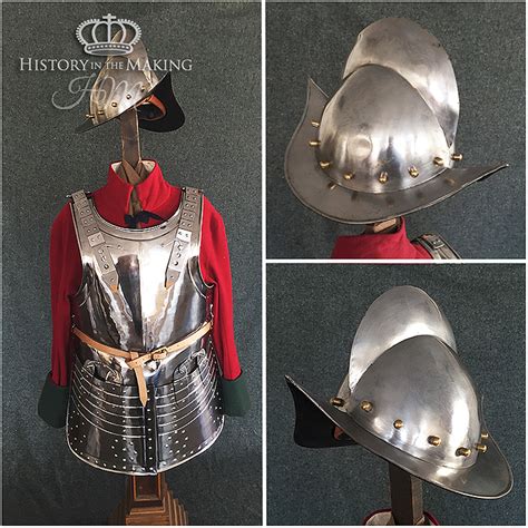 Pikemans Full Plate Armour With Spanish Morion Helmet 1640 History