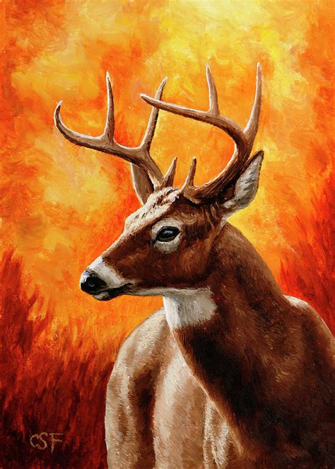 Whitetail Buck Portrait Painting By Crista Forest