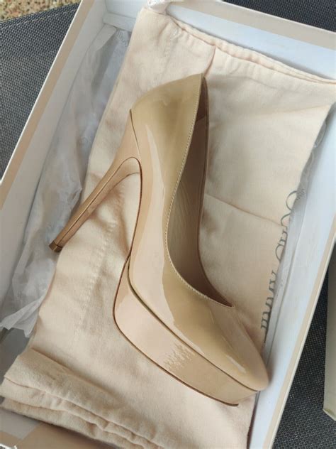 Jimmy Choo Nude Cosmic Platform Patent Leather High H Gem