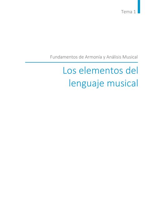 Tema1 Tema 1 Tema 1 Los Elementos Del Lenguaje Musical Fundamentos