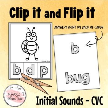 Beginning Sounds Cvc Clip Cards Line Art By Just So Sharon Oliver