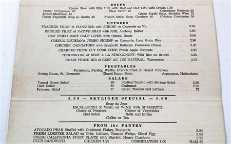 1956 Original Vintage Menu Hotel Washington Sky Room Restaurant