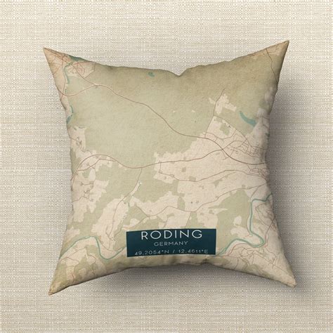 Vintage Roding Germany Map Pillow, Custom Double Sided Pillow - Custom ...