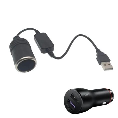 USB-конвертер для автомобильного прикуривателя, переходник с гнездом ...