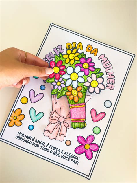 Dia Da Mulher Para Colorir - Cartão Dia da Mulher – Para Colorir – FMA Educa Kids