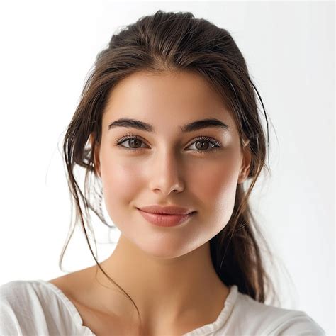 Premium Photo Photo Portrait Of Beautiful Natural Brunette Woman Smiling