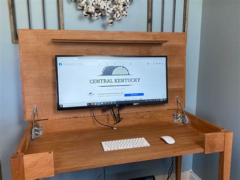 Hidden Monitor Desk Lift Top Desk Wooden Desk Cherry Desk Solid