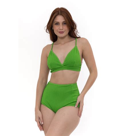 Aura Loja Biquini Hot Pant Canelado Verde Moda Praia