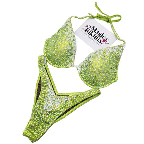 Competition Bikini No 198 Lime Green IFBB Euroglam Suit Magic Bikinis