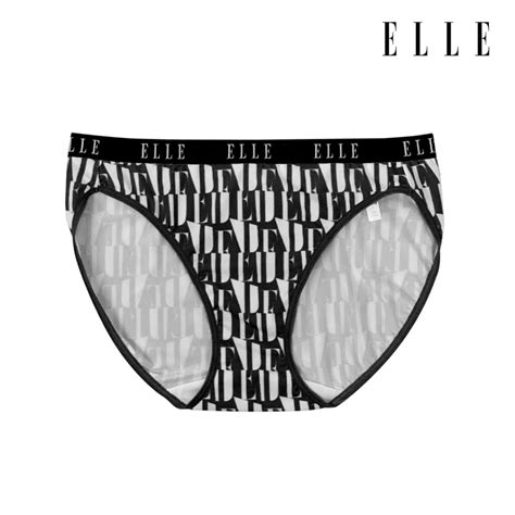 ELLE LINGERIE กางเกงในรปแบบ Bikini คอลเลคชนลายพมพโลโกกราฟฟค สดำ LU Shopee Thailand