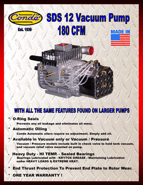 Conde Sds12 Vacuum Pump Avaiable At Gfr Industries Now