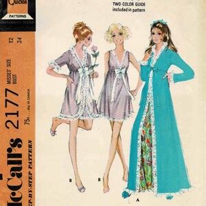 S Misses Lingerie Nightgown Robe Mccalls Vintage Sewing Pattern Size Bust Uncut