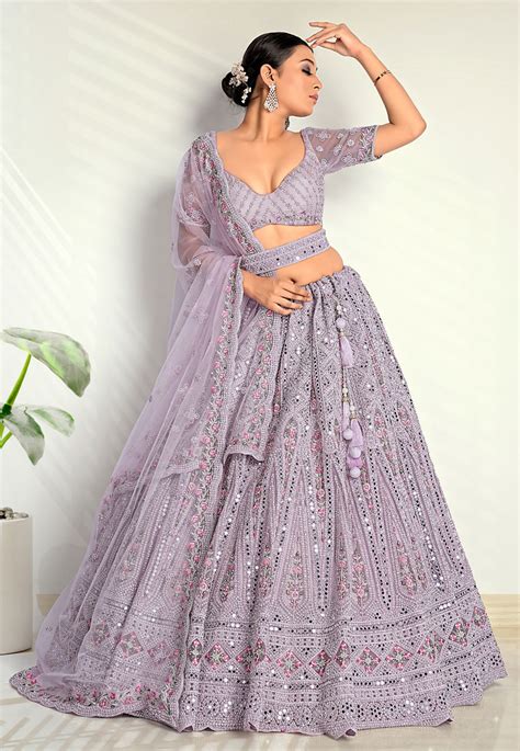 Light Purple Net Circular Lehenga Choli