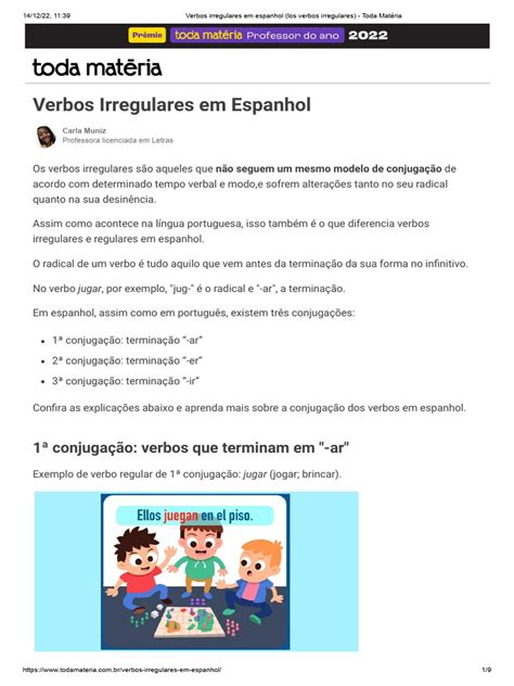 Verbos Irregulares em Espanhol: Guia Completo | PDF | Morfología ...