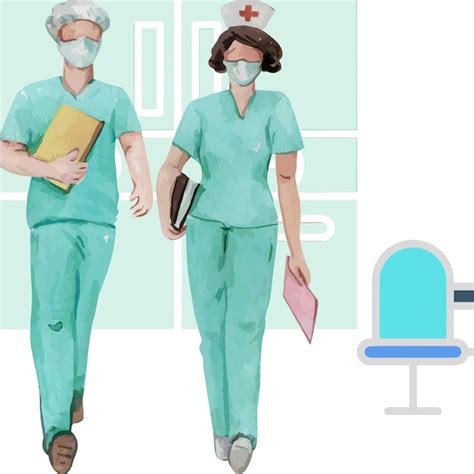 Premium Vector Watercolor Illustration Of Medical Personnel In A Hospital