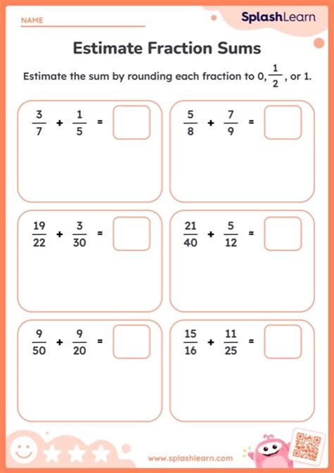 Free Printable Estimate Fraction Sums Worksheets Splashlearn