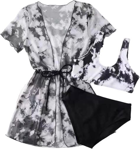 Enfants Enfant Filles Pi Ces Maillots De Bain Imprimer Bikini Hauts Cale Ons Tulle Manteau