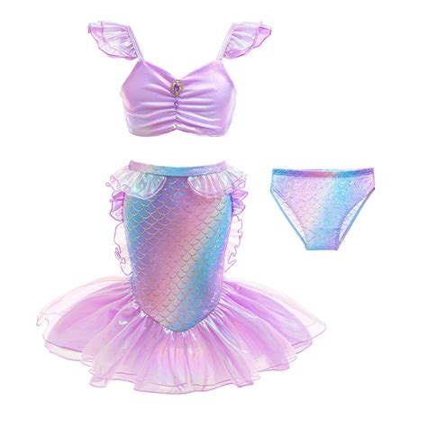 WOYY Girls Piece Swimsuit Scale Print Ruffle Bikini Set Fish Tail
