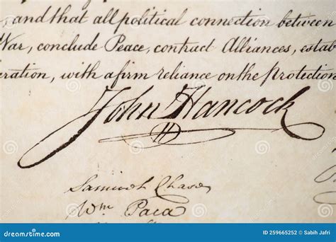 macro photograph   john hancock signature stock photo image