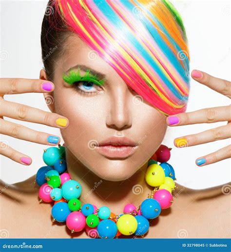 Girl Portrait With Colorful Makeup Stock Image Image 32798045