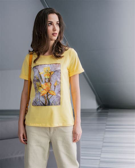 Футболка SAHAR art lab, размер 46, цвет желтый, 95% хлопок, 5% лайкра ...