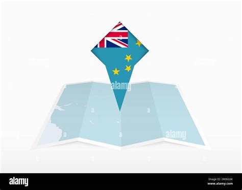 Tuvalu Se Representa En Un Mapa De Papel Plegado Y Marcador De